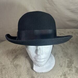 Bailey of Hollywood Black 100% Wool Bowler Derby Hat USA Made Grosgrain
